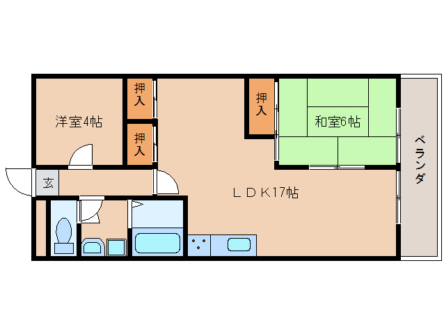 奈良市大宮町のマンションの間取り