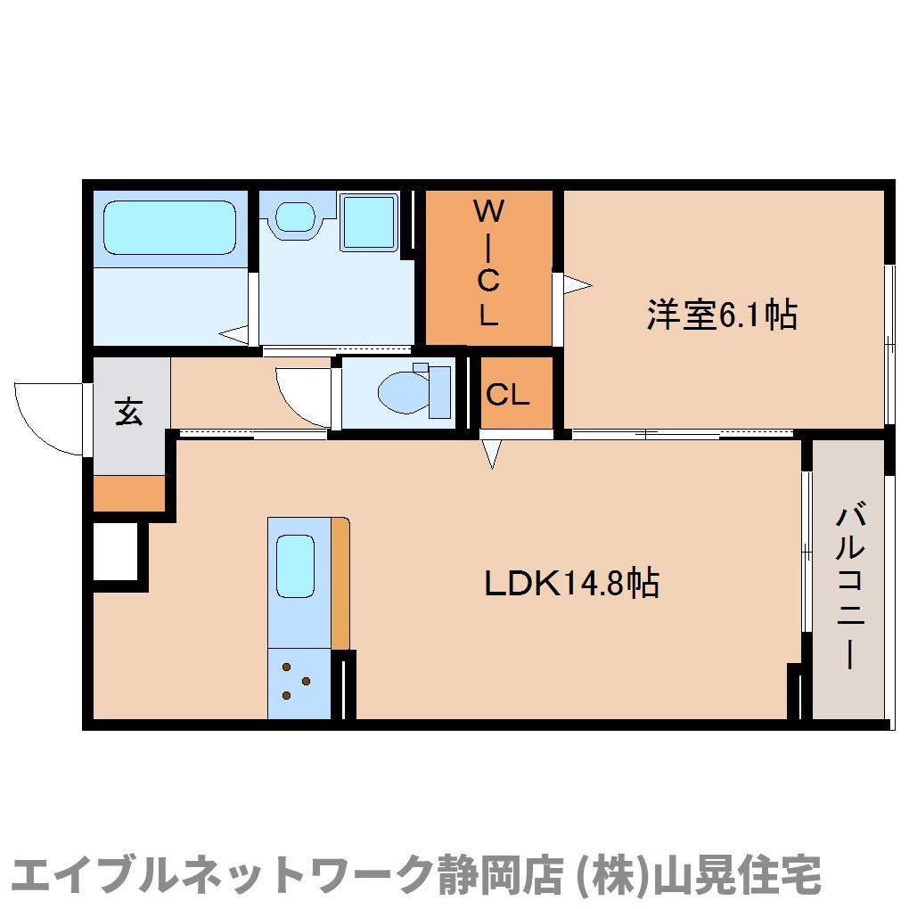 静岡市葵区上足洗のアパートの間取り