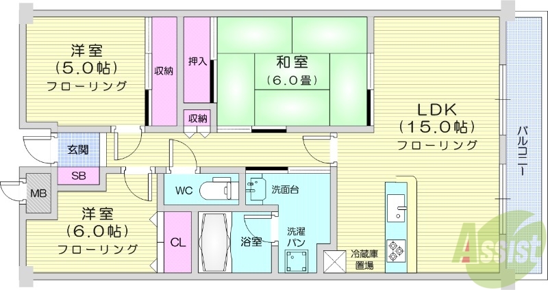 【マジェスティックマンション多賀城の間取り】