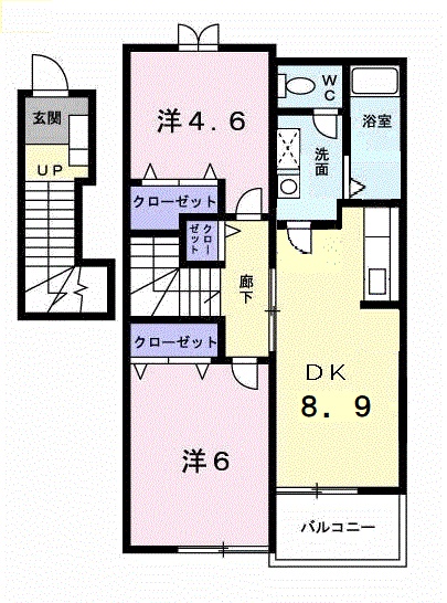 松江市大庭町のアパートの間取り