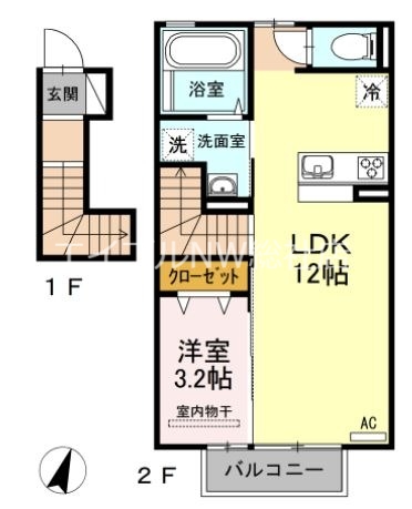 倉敷市福島のアパートの間取り