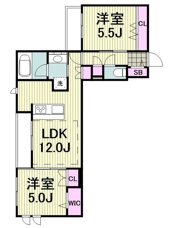 川崎市中原区苅宿のアパートの間取り