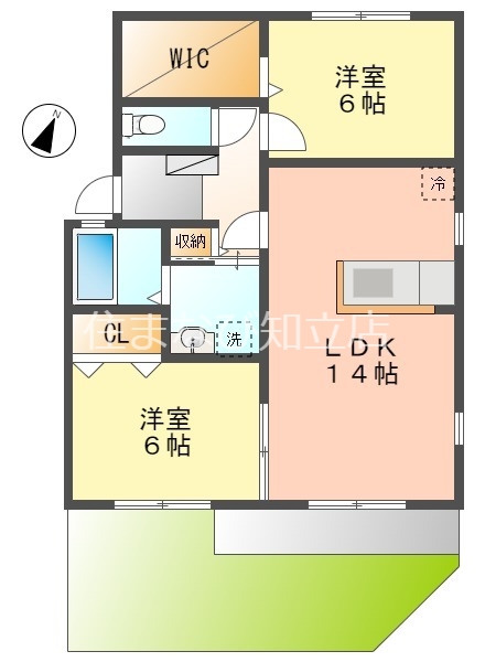 愛知郡東郷町三ツ池のアパートの間取り