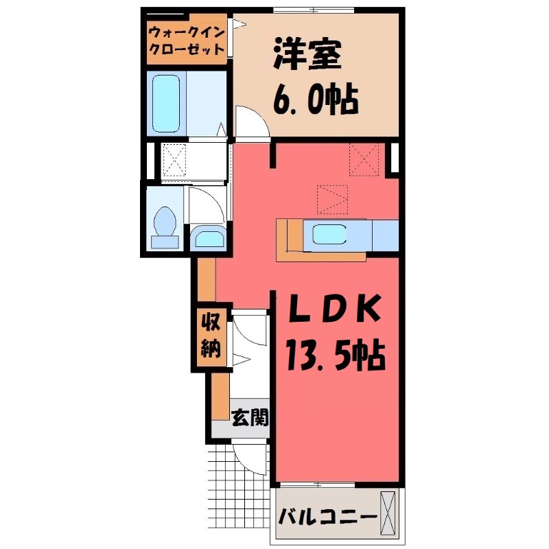 深谷市小前田のアパートの間取り