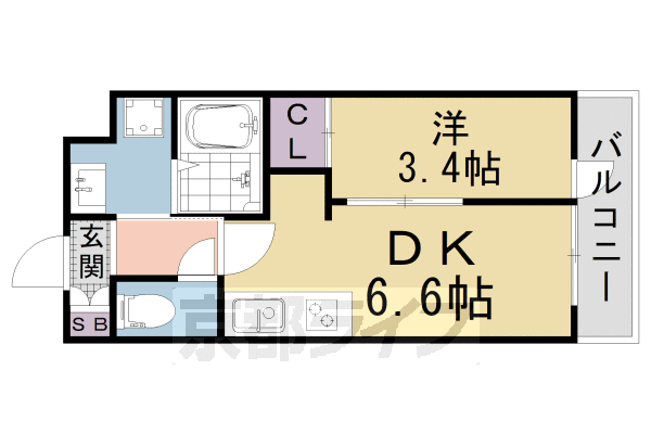 【ＴＨＥ　ＧＡＲＮＥＴ　ＳＵＩＴＥ　ＲＥＳＩＤＥＮＣＥ　山科ＷＥＳＴの間取り】