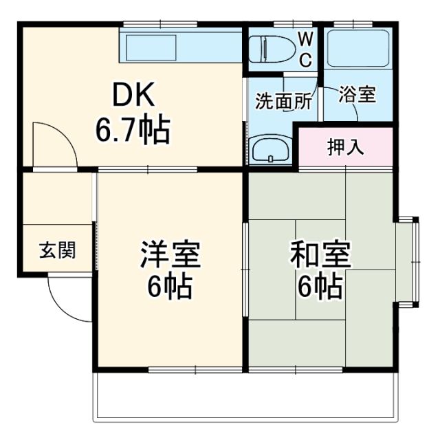 【知立市谷田町西のアパートの間取り】