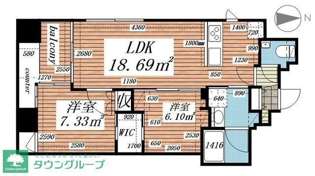 千代田区神田錦町のマンションの間取り