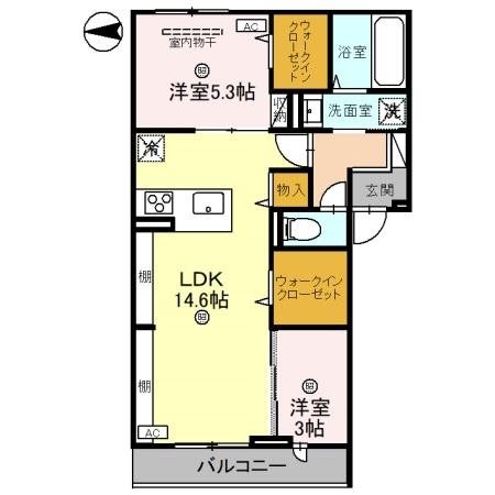 仮称D-room　新家2丁目の間取り