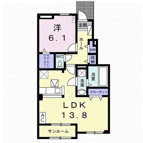 羽島市上中町長間のアパートの間取り