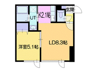 【小樽市富岡のアパートの間取り】