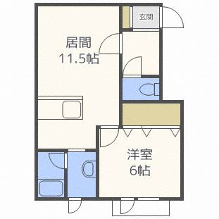 石狩市花川南四条のアパートの間取り