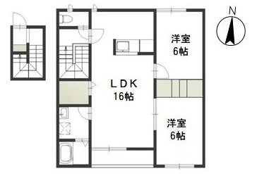 玉野市田井のアパートの間取り