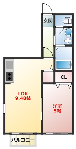 小田原市南鴨宮のアパートの間取り