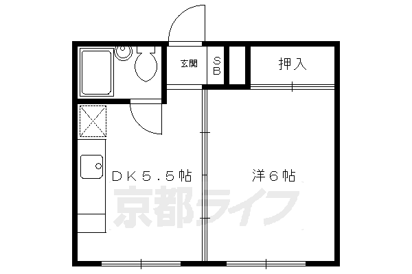 京都市北区鷹峯南鷹峯町のマンションの間取り