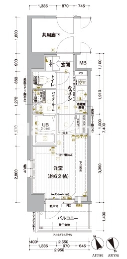 エスリード ザ・カレント大阪の間取り