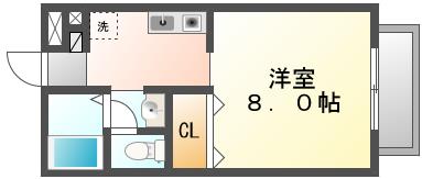 【岡山市北区花尻みどり町のアパートの間取り】