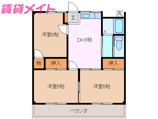 鈴鹿市三日市のアパートの間取り