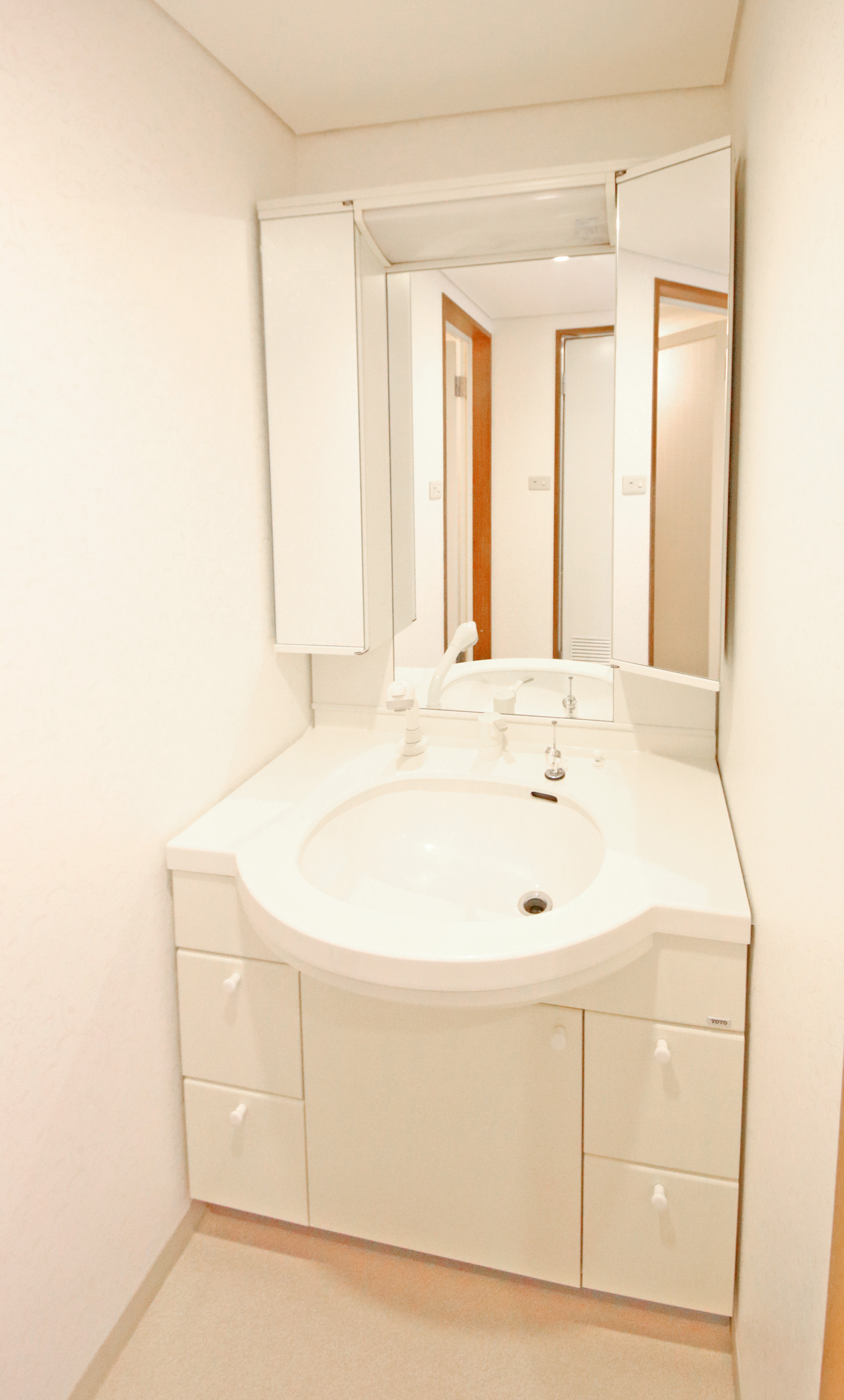 洗面設備　★三面鏡大型洗面台シャワードレッサー付★