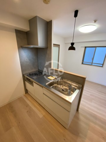 キッチン　南堀江アパートメントグランデ　２口ガスシステムキッチン