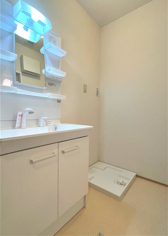 洗面設備　独立洗面化粧台と洗濯用防水パンがございます。