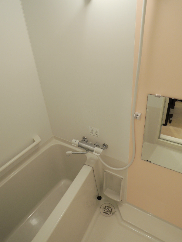 バス・シャワールーム　カラーパネルの明るいバスルーム