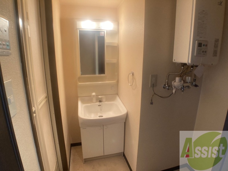 洗面設備　シャンプードレッサー。身支度はここでばっちりですね。