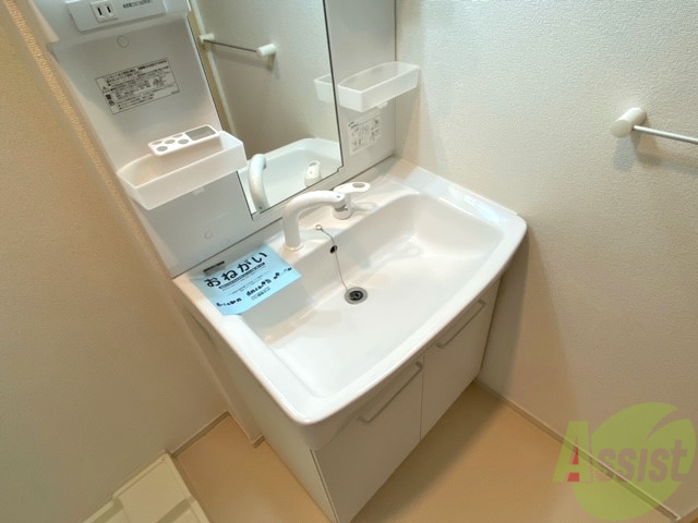 洗面設備　洗面台にシャワーが付いてますのでここで髪の毛のセット出来ます