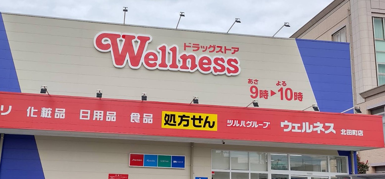 ドラックストア　ドラッグストアウェルネス北田町店（ドラッグストア）まで363m