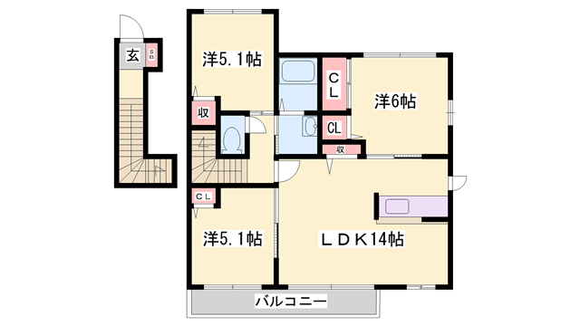 ＪＲ山陽本線 大久保駅 バス乗車時間：12分 最寄りバス停で下車 徒歩2分 2階建 築17年の間取り写真
