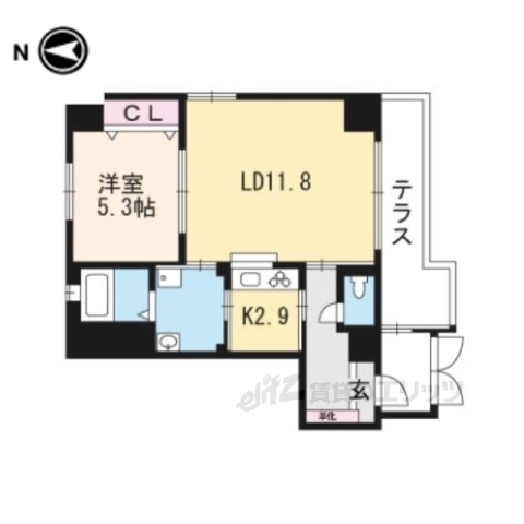 京都市中京区空也町のマンションの間取り