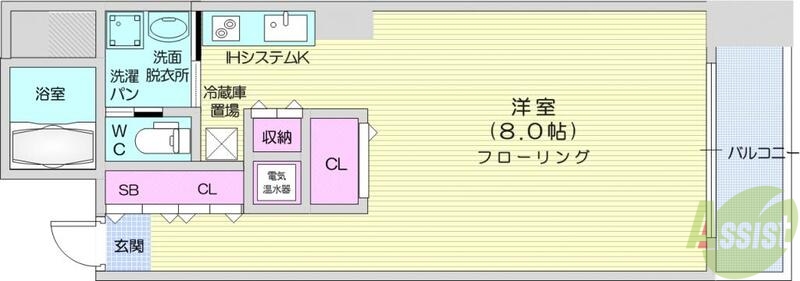 仙台市青葉区花京院のマンションの間取り