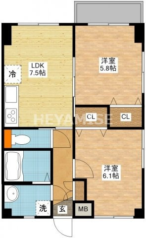 長崎市愛宕のマンションの間取り