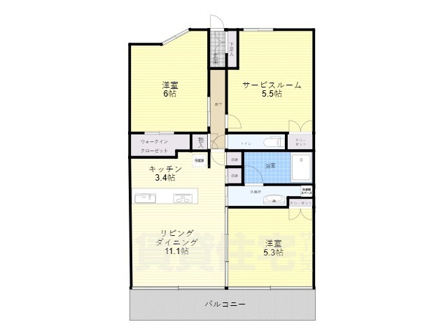 宇治市六地蔵のマンションの間取り