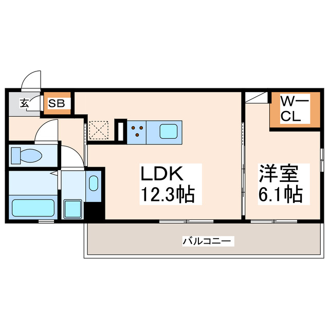 熊本市西区横手のアパートの間取り