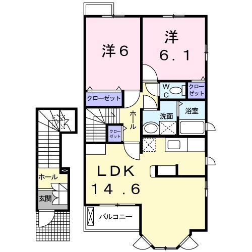 加古川市野口町二屋のアパートの間取り