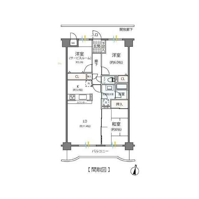 厚木市下川入のマンションの間取り