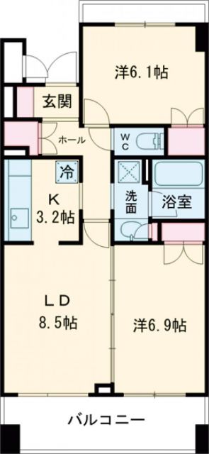 世田谷区弦巻のマンションの間取り