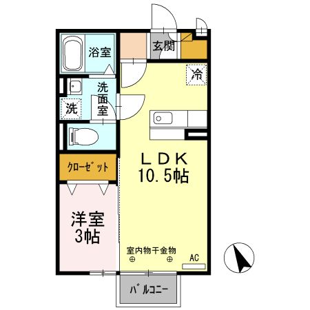 敦賀市山泉のアパートの間取り