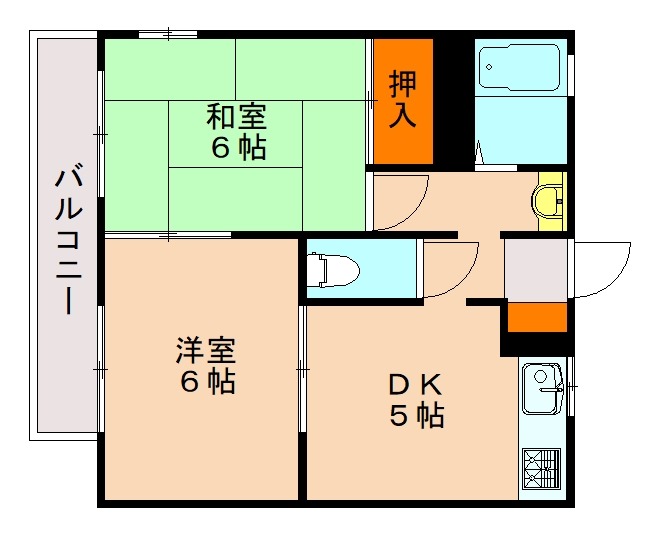 大野城市上大利のアパートの間取り