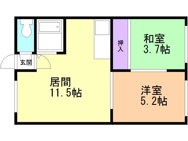 北広島市稲穂町東のアパートの間取り