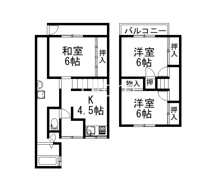 向島二ノ丸町貸家の間取り