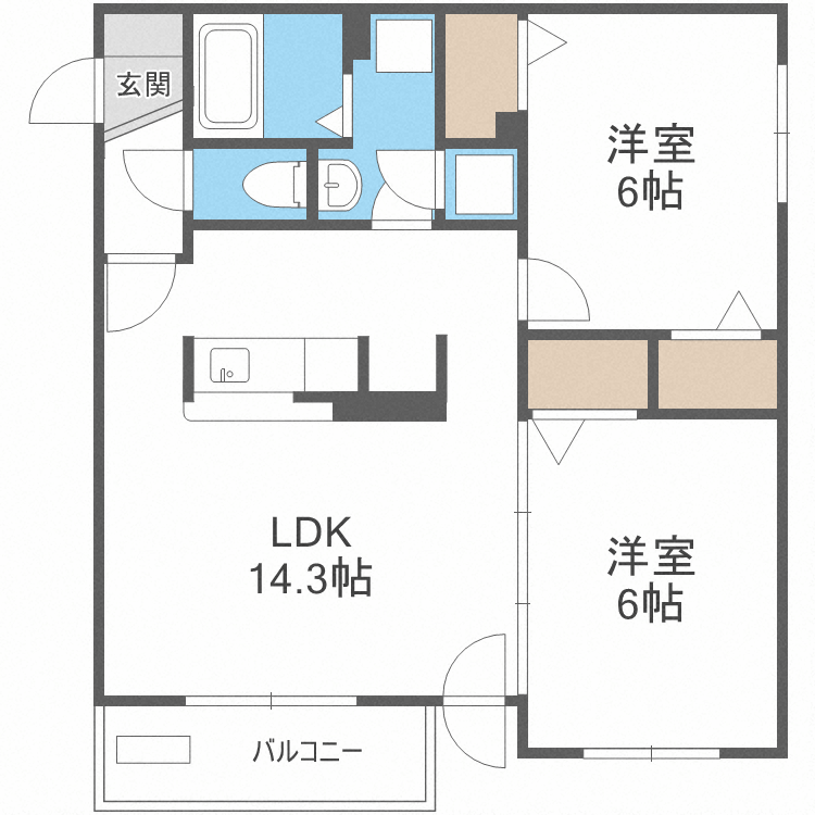 札幌市中央区北十五条西のマンションの間取り