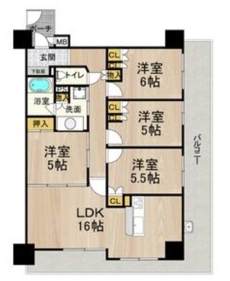 大阪市中央区日本橋のマンションの間取り