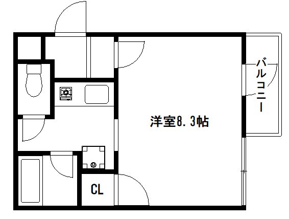 京都市左京区松ケ崎堂ノ上町のマンションの間取り