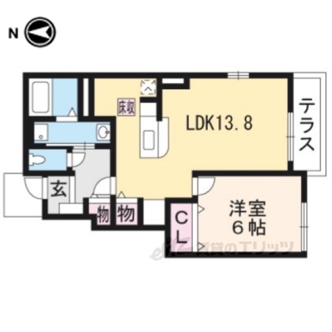 亀岡市余部町のアパートの間取り