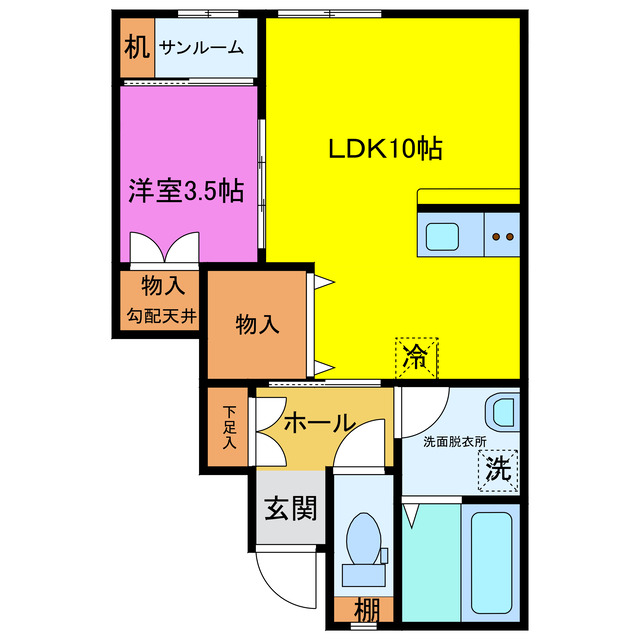 富山市五福のアパートの間取り