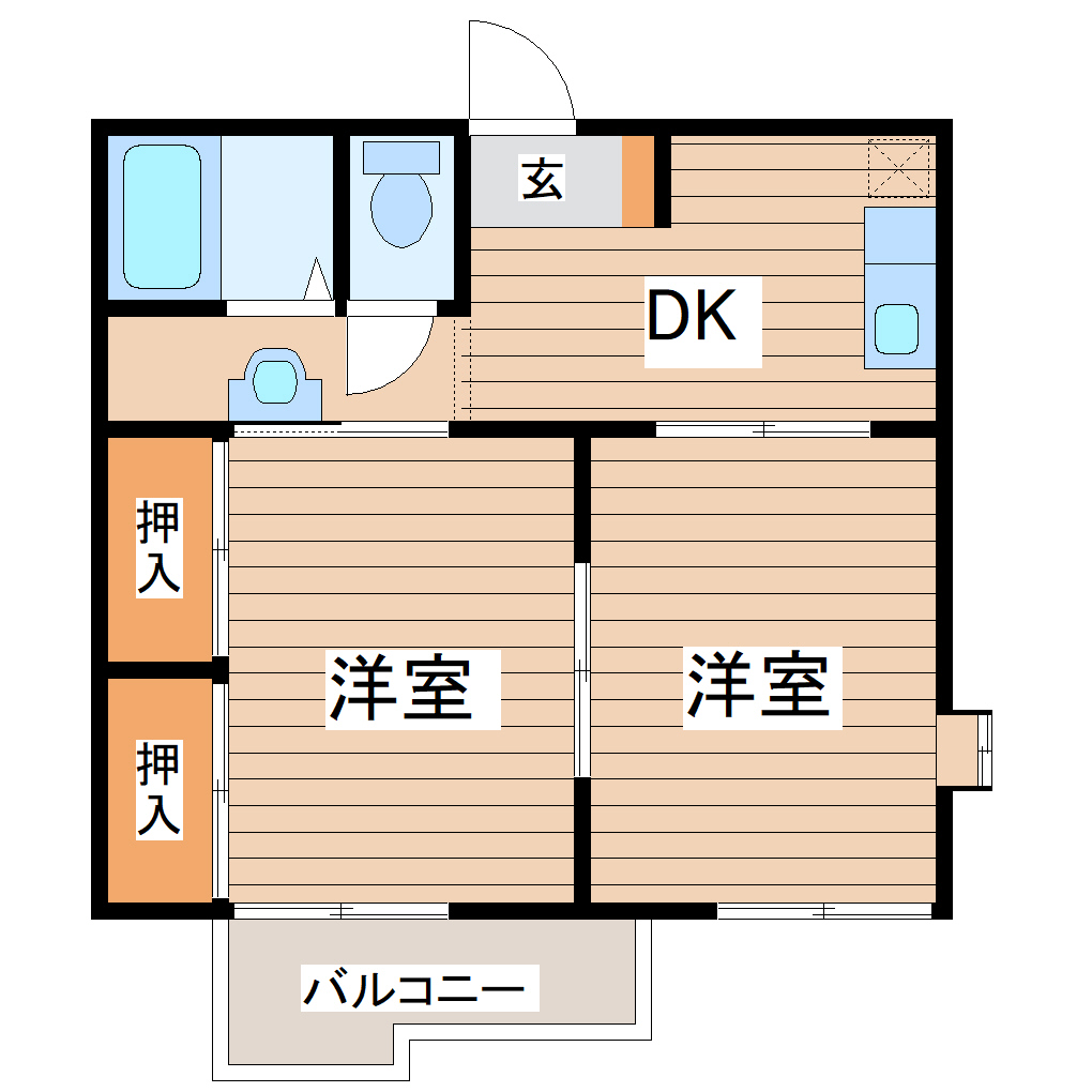 仙台市青葉区菊田町のアパートの間取り