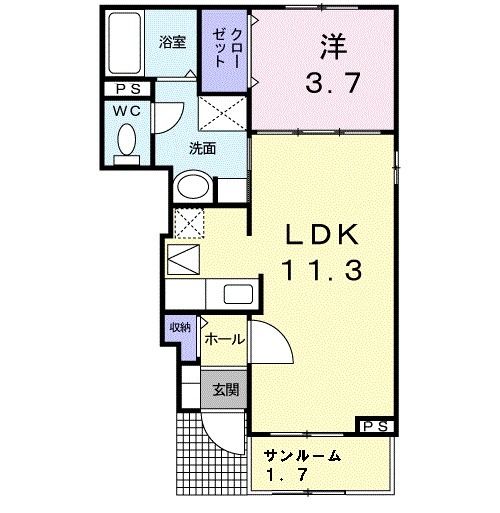 館林市小桑原町のアパートの間取り