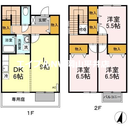 【赤磐市円光寺のアパートの間取り】