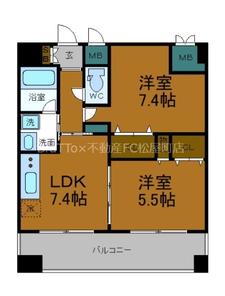 大阪市港区磯路のマンションの間取り